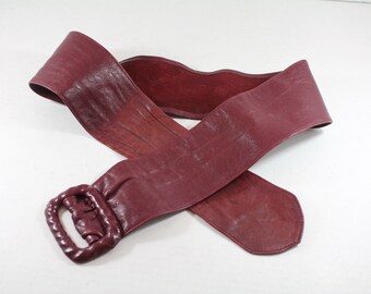 Soft Leather Cinch Belt Vintage Burgundy