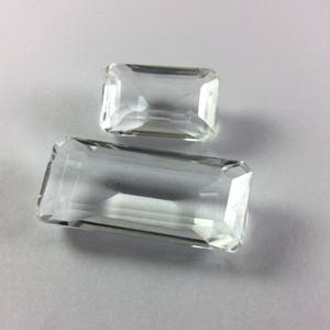 Crystal faceted rectangle gemstone 27 to 41mm