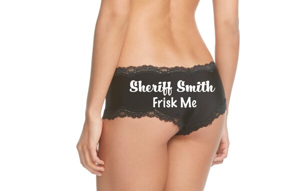 Personalized Lingerie Sheriff {NAME} Frisk Me Black Cheeky Panties / FAST SHIPPING