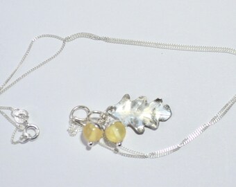 Oak Leaf and Amber Acorn Earrings