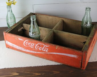 Vintage Red Coca Cola Crate, Coke Crate, 4 slot, Good condition