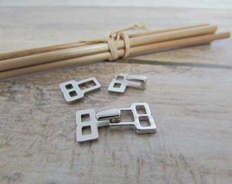 3 Brandenburg metal clip, attach to sewing - 22 x 10 mm - silver 67.3