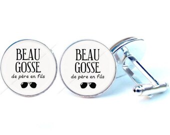 Cabochon glass - handsome dad cufflinks