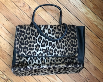 Vintage "Ronay" faux leopard briefcase