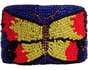 Bead Embroidered Butterfly Cuff Bracelet