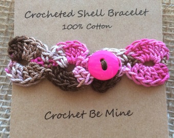 Derby Pink crocheted bracelet