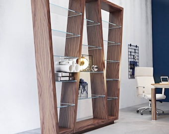 Glass bookcase,bookshelf, library,scaffolding board, cupboard, shelving system,glass storage,display cabinet,design furniture,living room,