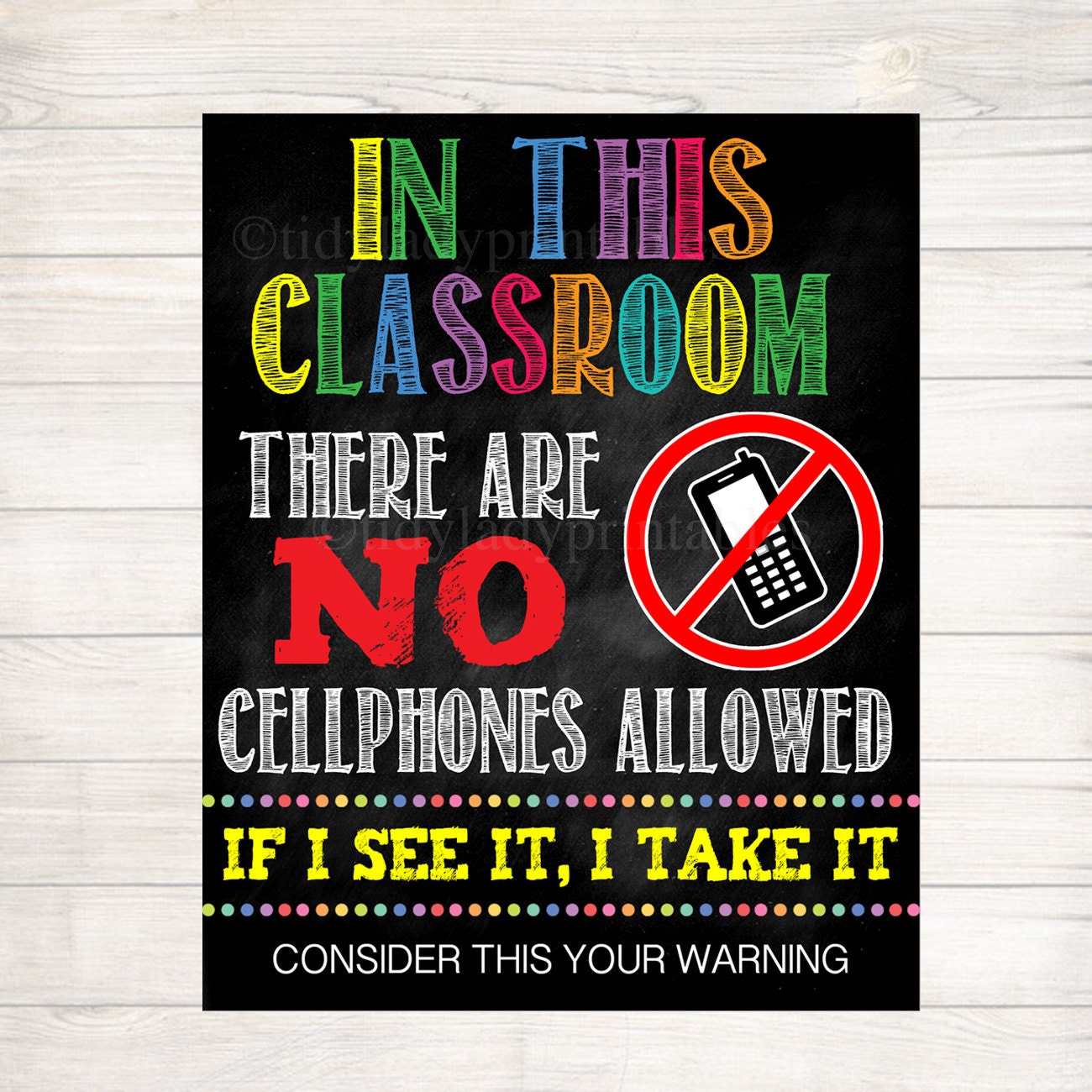 No Cellphones Allowed School Poster Classroom Decor
