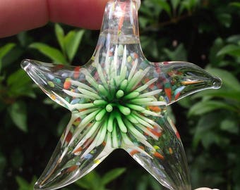 1 LARGE PENDANT BEAD LAMPWORK WHITE STARFISH.