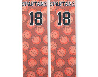 Full Print Basketball Custom Socks, Personalized Basketball with a Name and Team Number, Unique Custom Full Print Socks, Adult Unisex Size