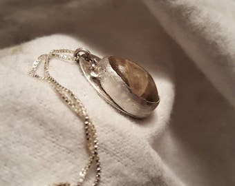 Michigan Petoskey Stone Pendant Necklace Sterling Silver