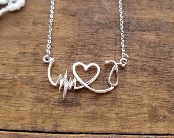 Stethoscope necklace, gift for a doula, EMT gift for CNA, gift for bsn, rn necklace, nursing grad gift LPN charm necklace, gift for nurse