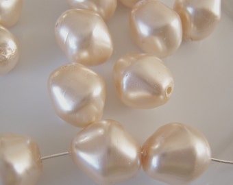 10 - Chunky Baroque Creamy Czech Glass Pearl Beads