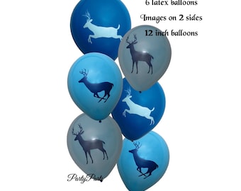 blue deer balloons, bucks, buck, light blue camo, Its a Buck, boy hunting baby shower decorations, boys, hunters, outdoors, Fathers Day