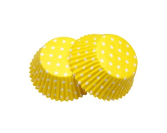 Yellow Polka Dot Baking Cupcake Liners Cups - 36 Standard Size Liners - Baking, Craft and Party Supplies
