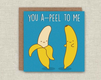 Cute Birthday Card Funny Love Card Pun Card Anniversary Banana Greeting Card Best Friend Birthday Girlfriend Birthday Boyfriend Kawaii Card