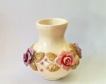 Ceramic white vase, Pottery vase, Flower vase, White vase, Ceramics and Pottery, Small vase, Ornament ceramic vase, Vases