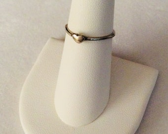 Tiny Vintage Sterling Silver Heart Ring. Stackable Tiny Heart Ring.