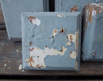 Antique Architectural salvage Wood rosette square boards Supplies chippy painted Repurpose Restoration supplies