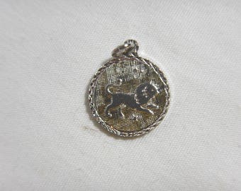 Leo Lion Zodiac Fire Sign Charm Solid Sterling Silver .925 Horoscope -A2