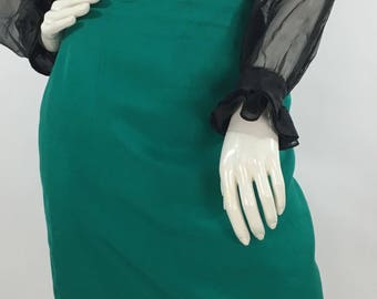 1980s Louben green skirt, vintage skirt