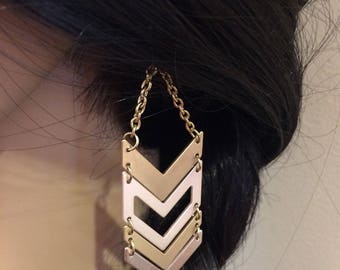 Chandelier earrings, geometric arrow earrings, neutral earrings