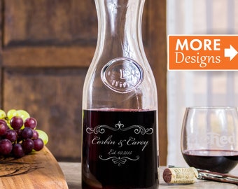 Bridal Shower Gift, 40th Anniversary Gift, Personalized Wine Decanter, Wine Carafe, Laser Etched Art, Glass Decanter, Bachelorette Gift