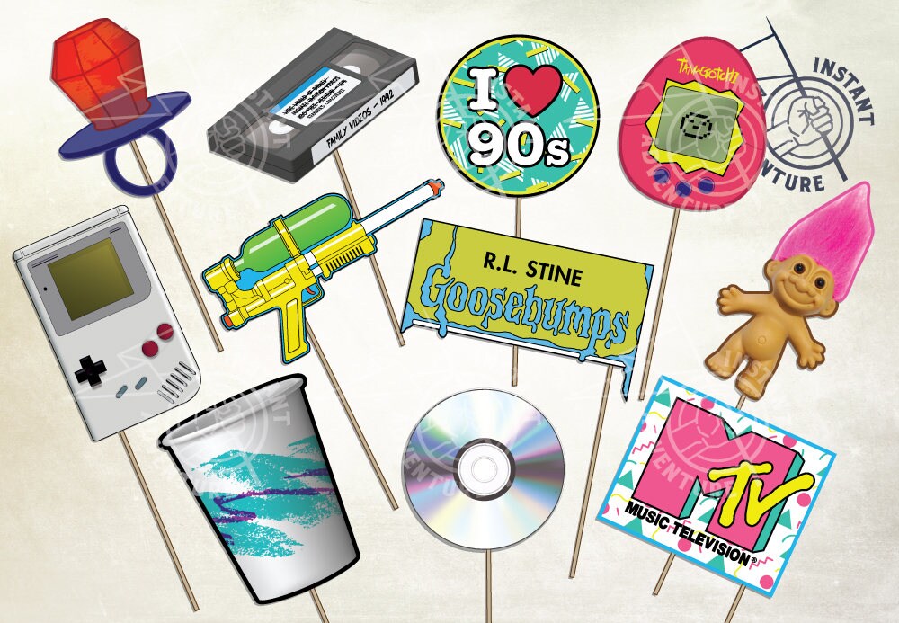 I Love The 90s Photo Booth Props Digital Download Printable