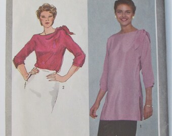Pullover Top Or Tunic Self Tie At Shoulder Three Quartet Length Sleeves Size 14 Blouse Shirt Sewing Pattern Simplicity 9742