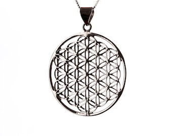 Flower of Life Sterling Silver Pendant Necklace Spiritual jewellery Yogi Jewellery Geometry Jewellery Handmade Free UK delivery