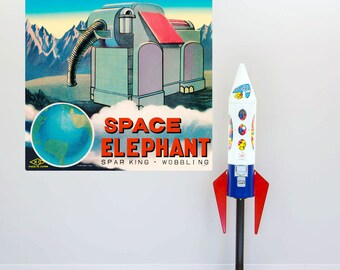 Space Elephant Robot Tin Toy Wall Decal - #55086