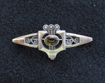 Antique Brooch Pin Golden Facet Twisted Wire Gold Over Metal C Clasp Edwardian