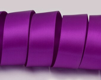 Eggplant Purple Ribbon, Double Faced Satin Ribbon, Widths Available: 1 1/2", 1", 6/8", 5/8", 3/8", 1/4", 1/8"