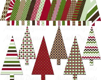 60% OFF SALE Christmas tree digital clip art, holiday tree clipart, commercial use, instant download - M150