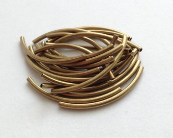 1mm-ID Antique Brass Plated Tubes - 24 pieces