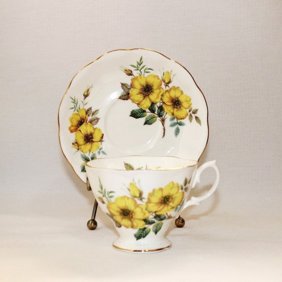 Royal Albert Yellow Wild Rose Tea Cup and Saucer