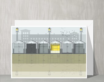 SALE Brighton Architecture Blank Card - Beach Huts