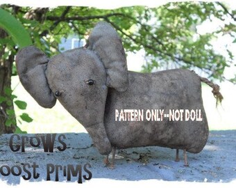 Elephant epattern-NOT DoLL Crows Roost Prims 282e Primitive ZOO Animals-Noahs Ark Series-epattern epattern SALE immediate download