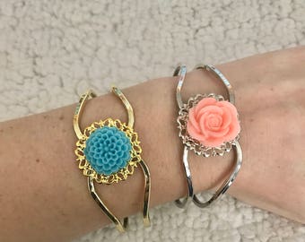 Flower Medallion Hinge Bracelets
