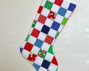 Christmas Stocking - Patchwork Quilted Christmas Stocking - Personalized Christmas Stocking - Christmas Stocking