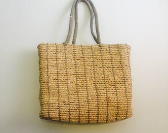 Vintage Wicker Tote Beach Bag Handbag Purse Large