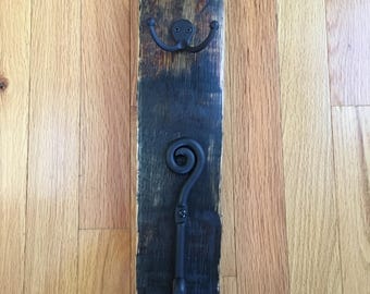 Whiskey Barrel Stave Coat Rack & Key Hook