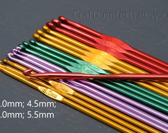 Small size hooks Metal crochet hook Crochet tools supplies Aluminum crochet hook Big crochet hook Bulky t-shirt yarn / 4mm 4.5mm 5mm 5.5mm