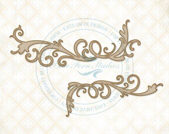 Blue Fern Studios Laser Cut Chipboard Whimsy Flourishes Set Of Two