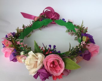 Pink & purple statement flower crown