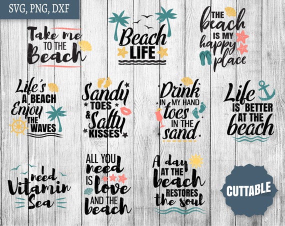 Beach SVG Bundle beach quote svg pack cut files 10 love the