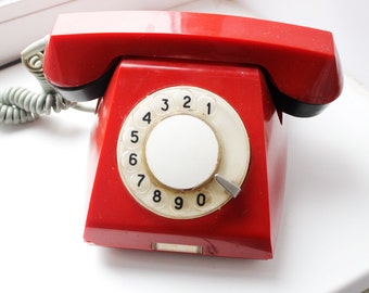 Vintage Soviet rotary telephone / circle dial rotary phone / vintage phone / Old Dial Desk Phone