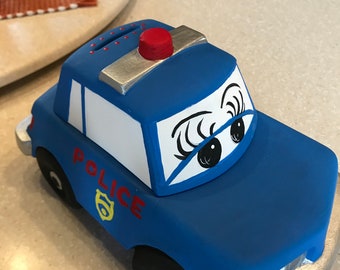 CERAMIC POLICE CAR bank
