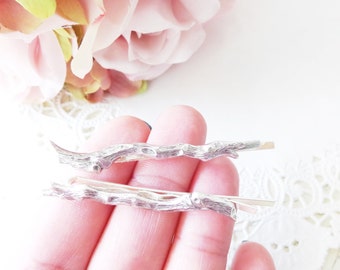 Silver Branch TWIG Hair Pin Set - Branch Bobby Pins - Tree Branch - Stick Hair Pins - Woodland - Wedding Hair Accessory - Bridal