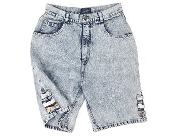 Vintage 80s High Waisted Denim Shorts 29, Acid Wash Shorts, Jean Shorts, 80s Shorts, High Waist 80s Shorts, Retro Shorts, SIZE 29 Waist